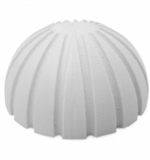 Nanovia PETG GF UV demi sphere covered with Nanova Smoothing Spray on the left half.
