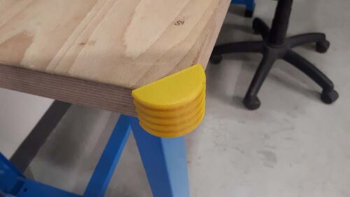 Table corner protector 3D printed using yellow Nanovia PETG