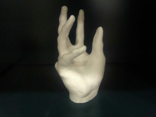 White 3D printed hand using nanovia petg