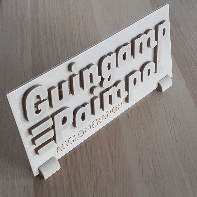 Plaquette Guingamp Paimpol Agglomération imprimé en 3D avec le filament Nanovia PLA Lin