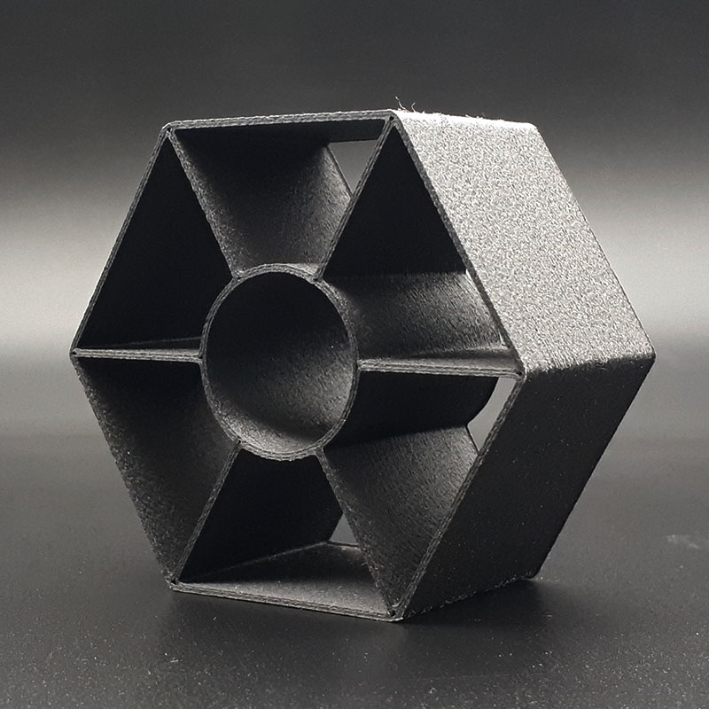 Test hexagon 3D printed with Nanovia PP CF